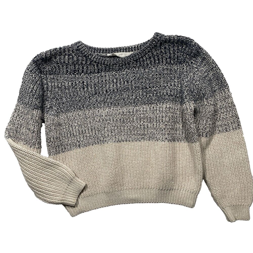 Mango Boys 7/8 Grandpa Sweater Blue Beige Ombré  Size Small Long Sleeve Pullover